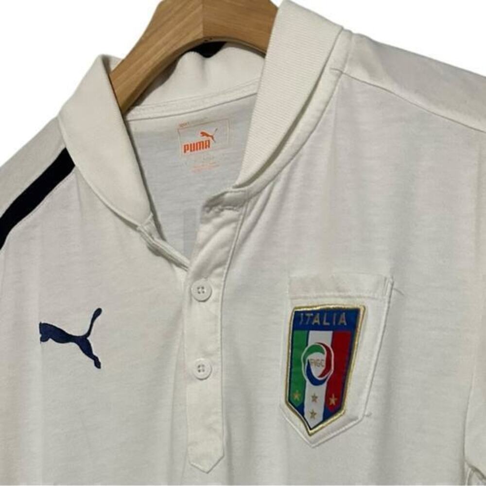 Puma Men’s Size S White Italy National Team Official Football Soccer Polo Shirt